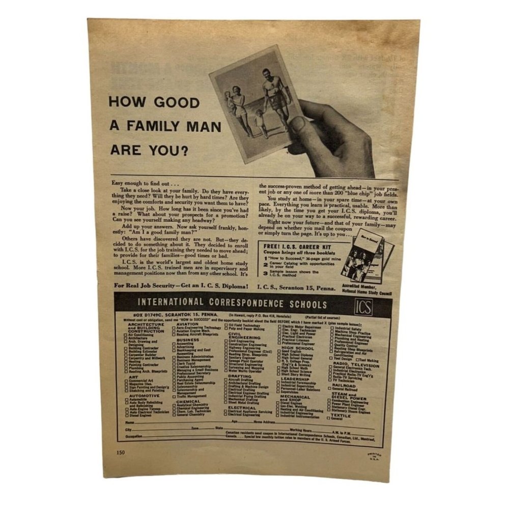 Vintage 1963 Print Ad International Correspondence School Scranton PA ICS